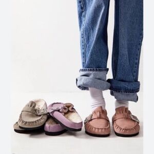 NWOT Free People Shearling After Riding Pink Mule, Sz 7.5